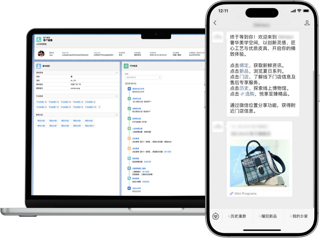 Luxury leather brand building China 360 profile through WeChat Salesforce integration